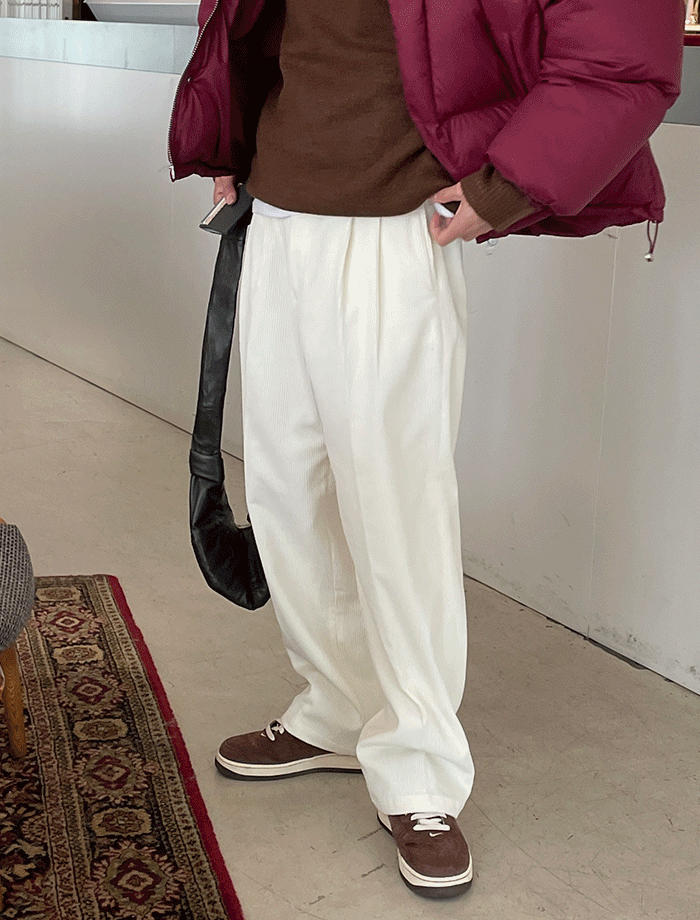 Wide Two-Tuck Straight Corduroy Pants