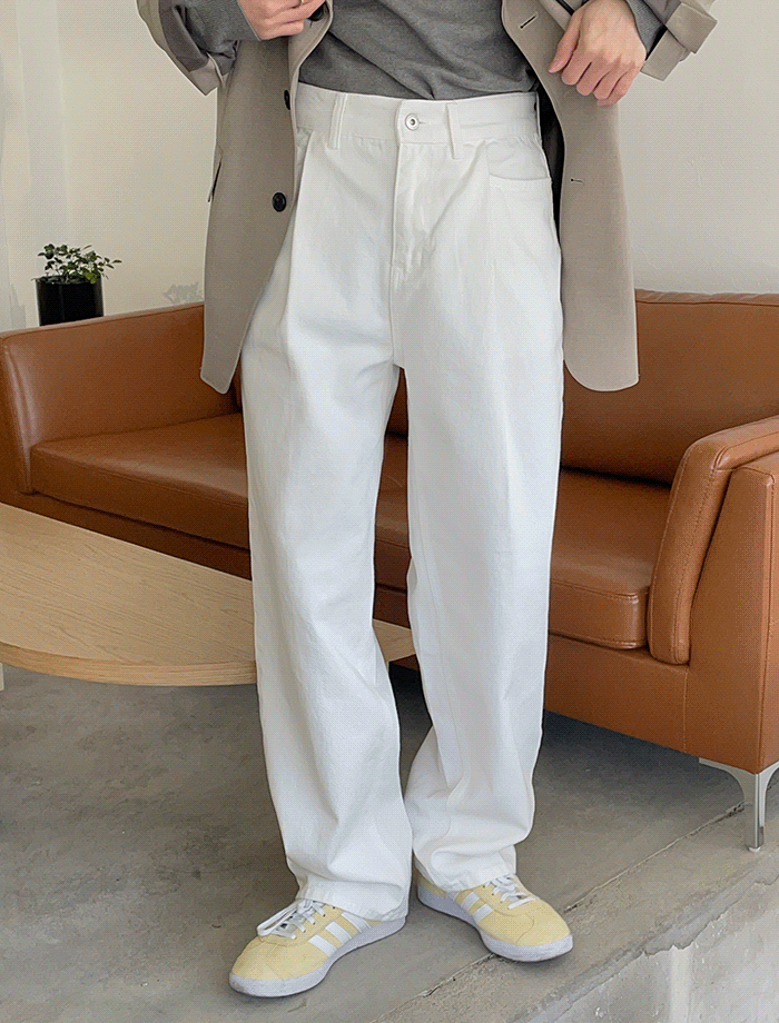 Wide One-Tuck Pure Cotton Long Pants