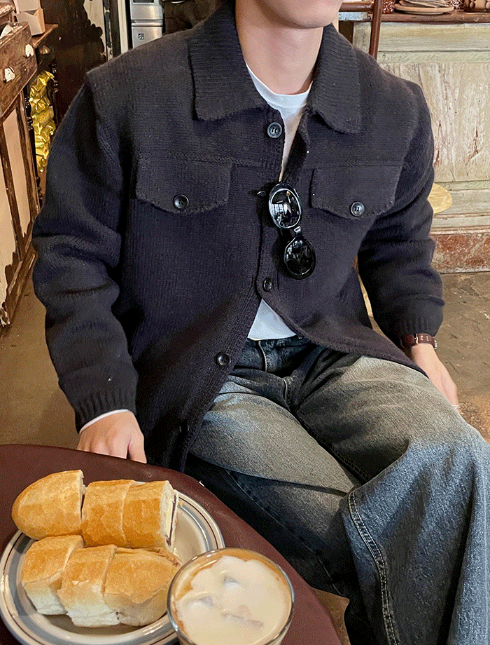 Two-Pocket Cardigan Knit Jacket